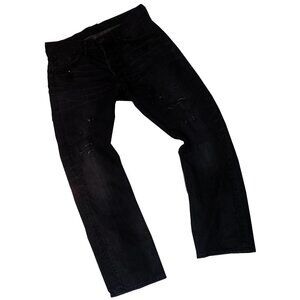 Vintage Stones Embellished Men's Black Denim